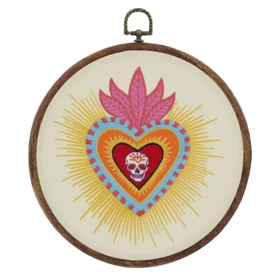 9.75" Day of the Dead Sacred Heart Wall D&eacute;cor in Embroidery Hoop by Ashland&reg; {1}