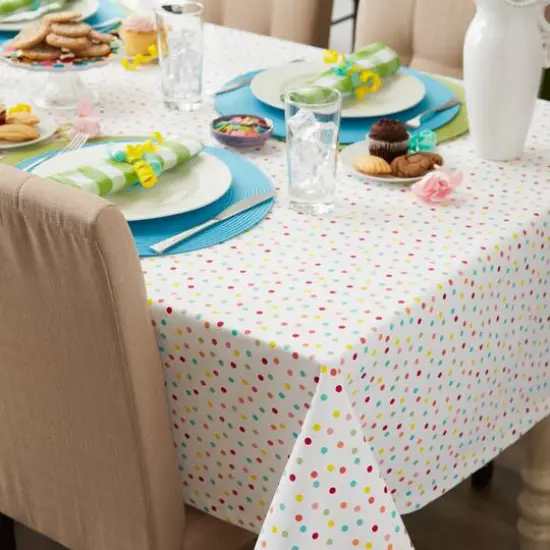Multi Polka Dots Print Tablecloth 52" x 52" {5}