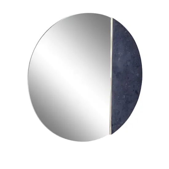 28" Black Contemporary Marble Wall Mirror {3}