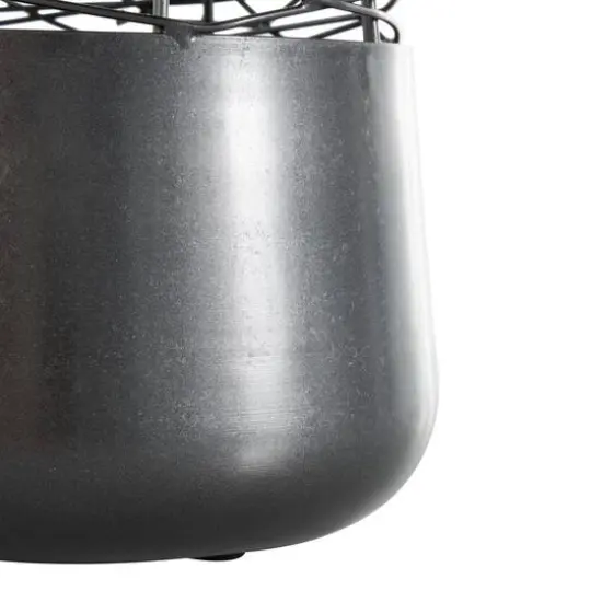 Black Abstract Intertwined Wire & Solid Metal Vase {6}