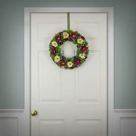 18" Red & Cream Floral Wreath {3}