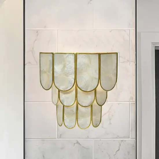 Hello Honey&reg; 9" 4-Tier Capiz and Metal Wall Sconce {3}