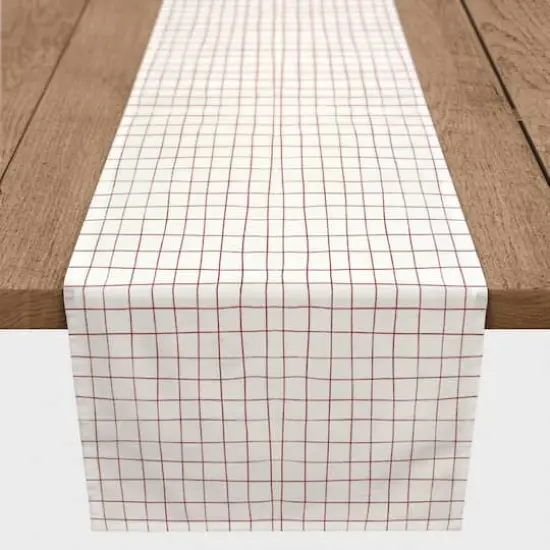 Grid Indoor/Outdoor Table Runner Red {3}