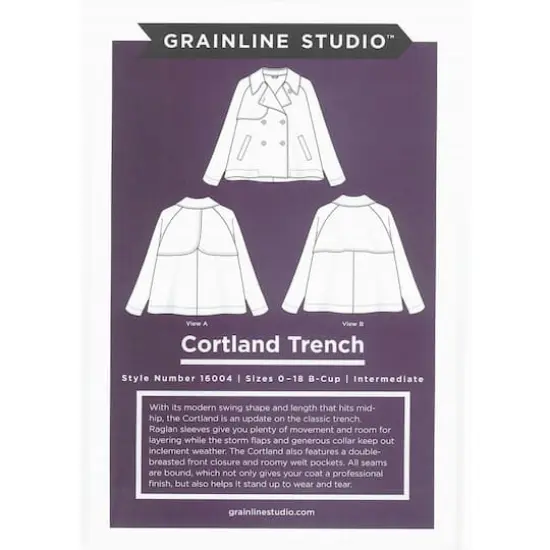 Grainline Studio Cortland Trench Coat Sz 0-18 Pattern {1}
