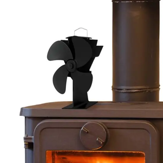 Hastings Home Black Self-Powered 4-Blade Wood Stove Fan {3}