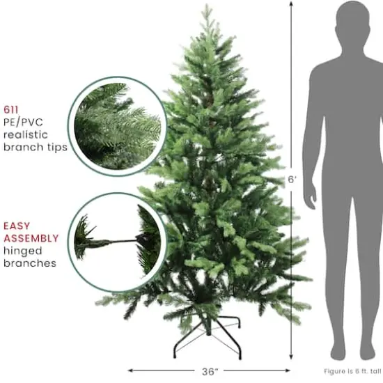 6ft. Unlit Real Touch&trade;️ Mixed Eden Pine Artificial Christmas Tree {7}