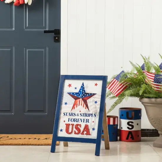 Glitzhome&reg; 24" Patriotic Stars & Stripes Easel Porch D&eacute;cor {4}