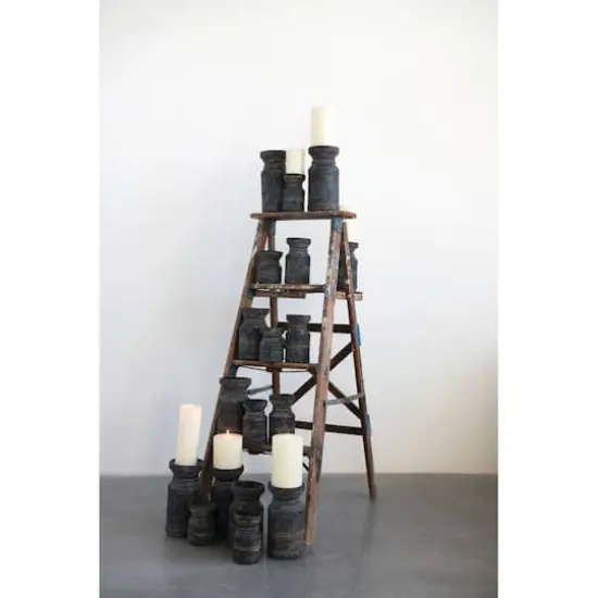 Hello Honey&reg; Black Found Wood Pillar Candleholders Set {13}