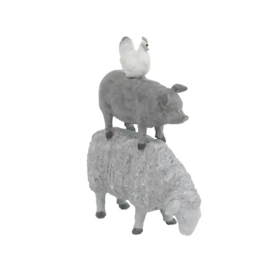 Grey Polystone Sculpture, Stacking Animals 12" x 9" x 4" {3}