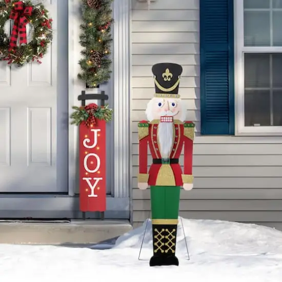 Glitzhome&reg; 60" Christmas Wooden Traditional Nutcracker Porch Decor {4}