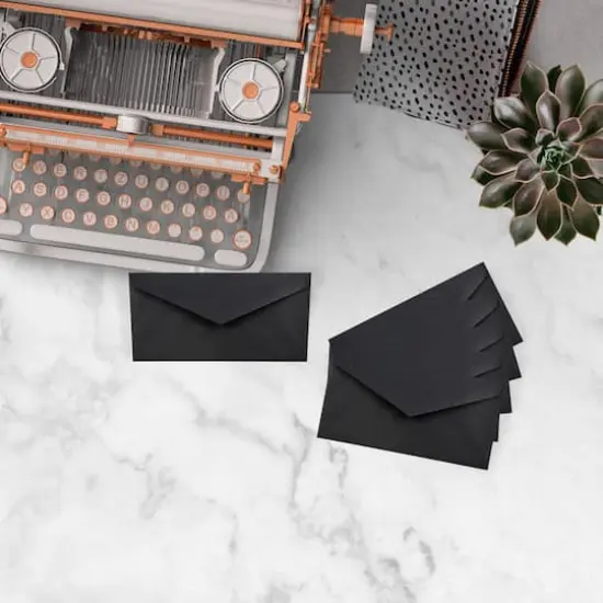 JAM Paper 3.875" x 7.5" Monarch Premium Envelopes, 50ct. Black Linen {5}