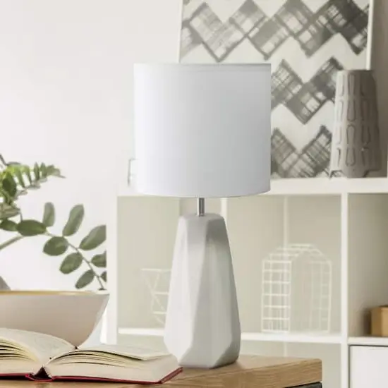 Simple Designs Ceramic Prism Table Lamp Off White {5}