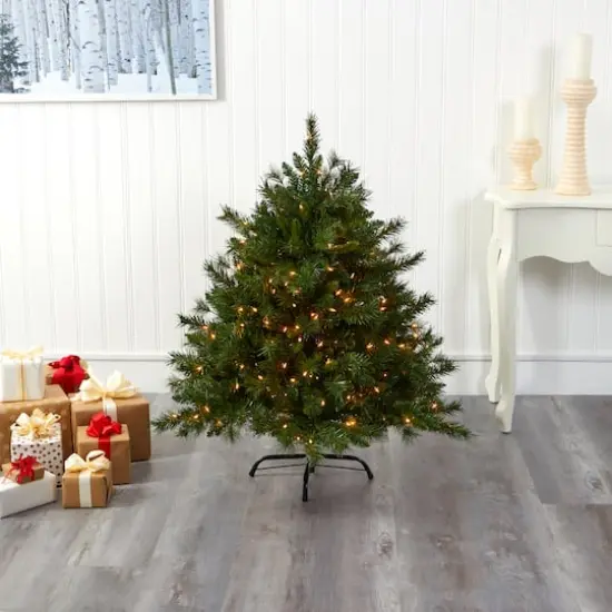 4ft. Pre-Lit Wyoming Mixed Pine Artificial Christmas Tree, Clear LED Lights {6}