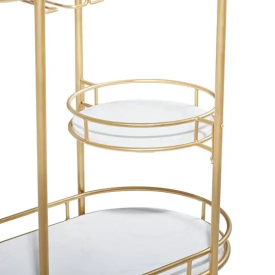Gold Metal Contemporary Bar Cart, 33" x 31" x 16" {6}