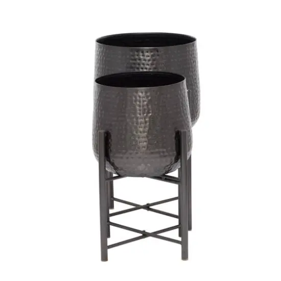 Black Modern Planter, Set of 2" 19", 17" {3}