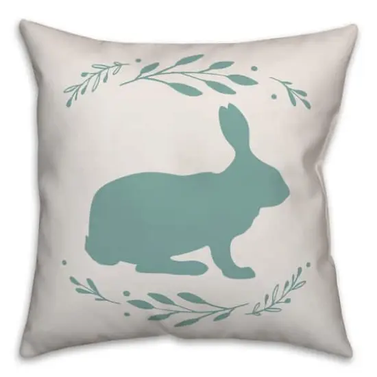 Teal Bunny Silhouette Throw Pillow {1}