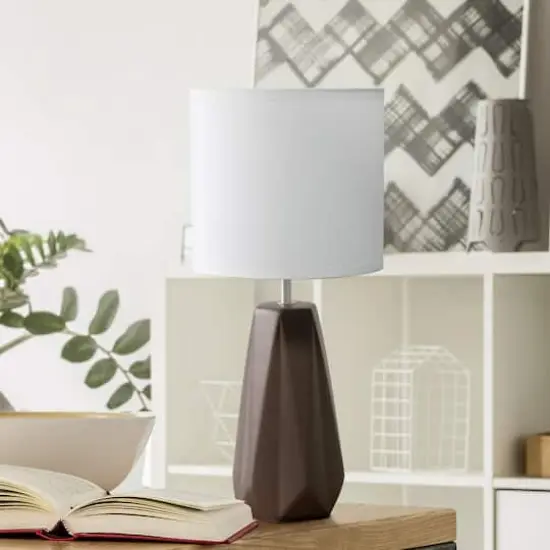 Simple Designs Ceramic Prism Table Lamp Brown {5}