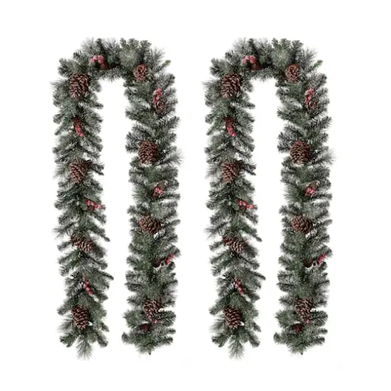 Glitzhome&reg; 9ft. LED Glittered Pinecone Christmas Garlands, 2ct. {6}