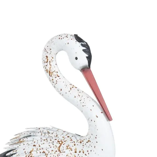 Tall White Textured Metal Crane Garden Sculpture Set {4}