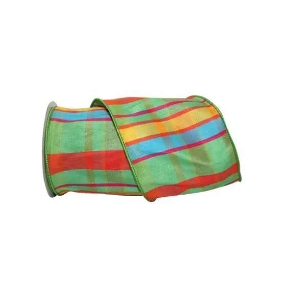 JAM Paper 4" x 10yd. Wired Citrus Life Plaid Ribbon {1}