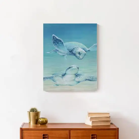 Sea Turtles Swimming 16" x 20" Canvas Wall Art {5}