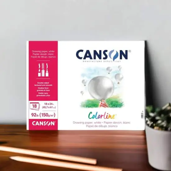 Canson&reg; Colorline&reg; White Drawing Paper Pad, 18" x 24" {4}