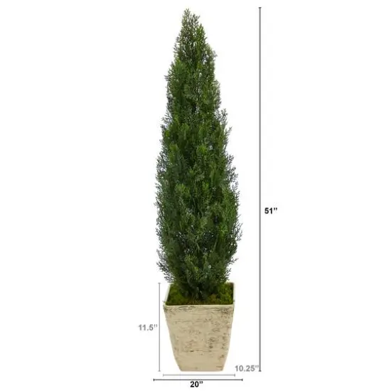 4.5ft. Cedar Artificial Tree in Country White Planter (Indoor/Outdoor) {3}