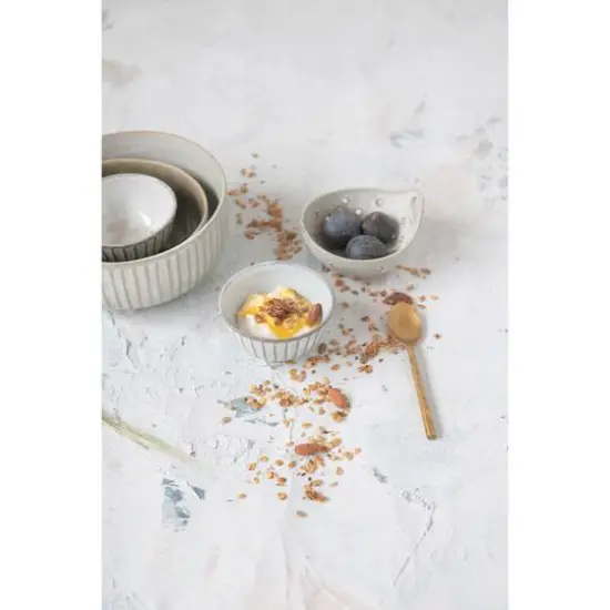 Hello Honey® 4" Reactive Glaze Stoneware Pleated Bowl Set {3}