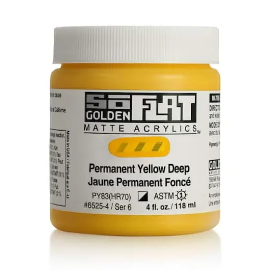 Golden&reg; SoFlat Matte Acrylic Paint, 4oz. Permanent Yellow Deep {1}