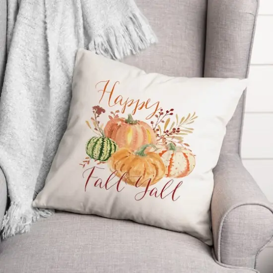 Happy Fall Watercolor Throw Pillow {3}