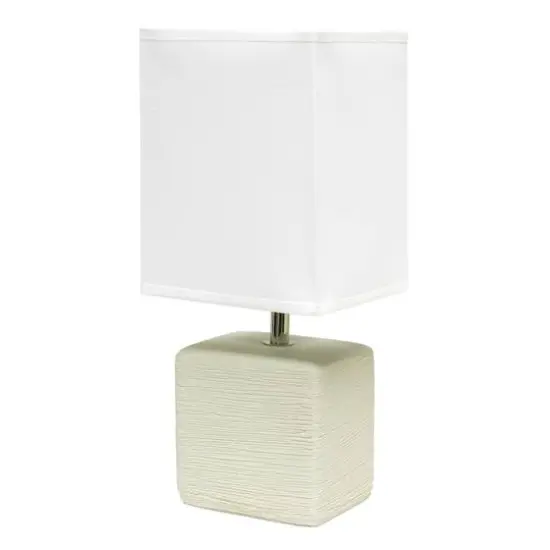 Simple Designs Stone Table Lamp with White Shade Off White {1}