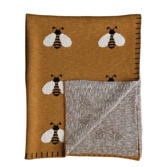 Hello Honey&reg; Mustard Bee Print Baby Blanket {6}