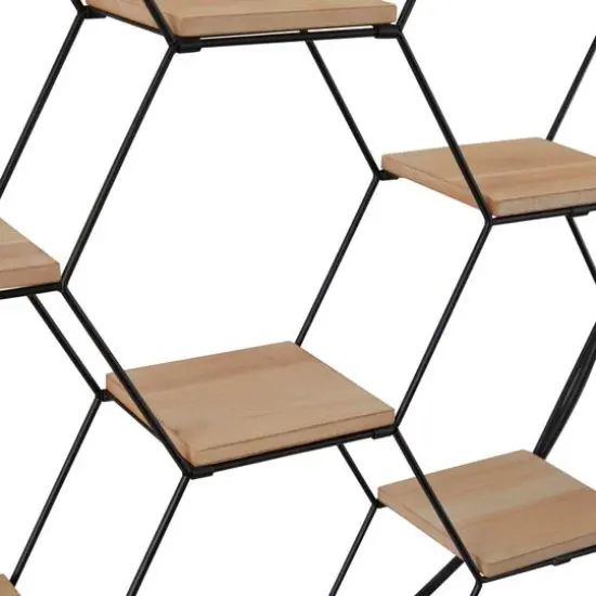 Black Metal Round 7 Shelves Wall Shelf 28" x 5" x 28" {4}