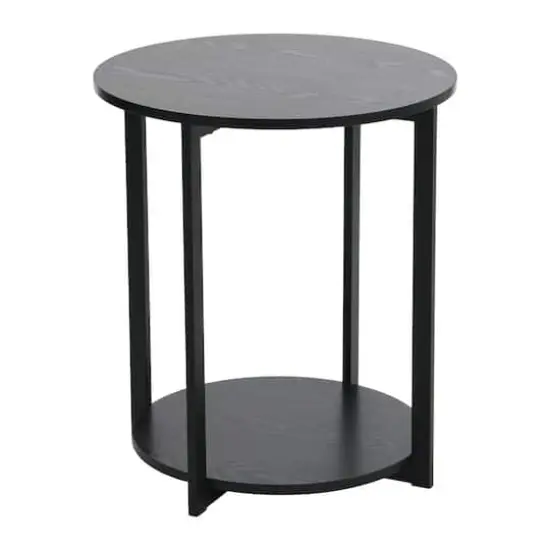 Household Essentials Jamestown 24" Round End Table Black Oak {1}
