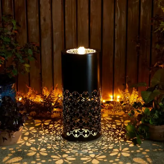 Glitzhome&reg; 23.5" Metal LED Cutout Pattern Outdoor Fountain {7}