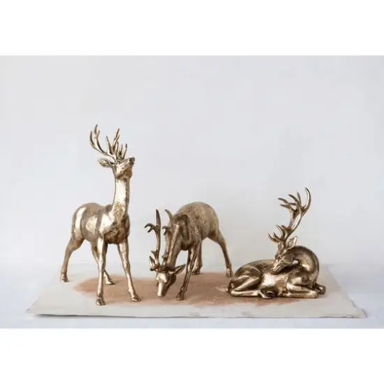 Hello Honey&reg; 13" Decorative Gold Bowing Deer Figurine {3}