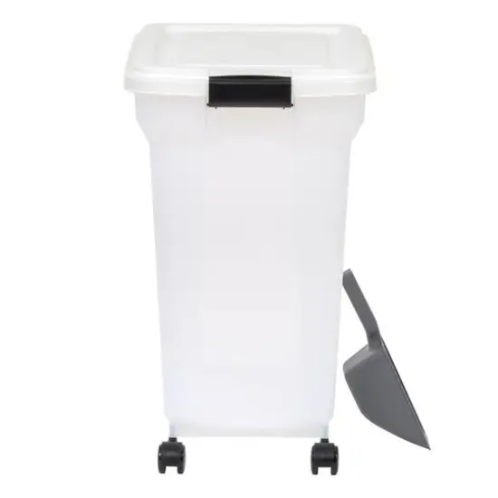 IRIS Clear, White, Black, Dark Gray 55qt. Food Container With Sealed Top & Scoop {3}