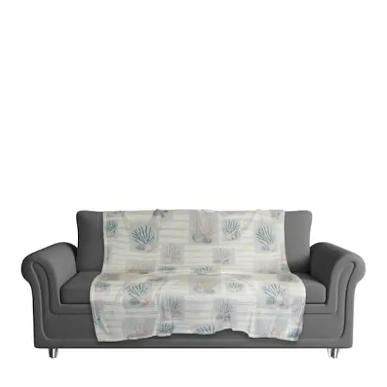 Shell Panels Coral Fleece Blanket Yellow Stripe {4}