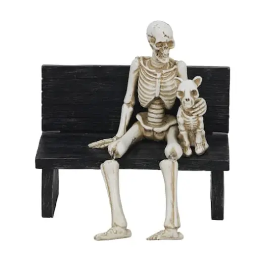 6" Skeleton & Cat on Bench Tabletop D&eacute;cor by Ashland&reg; {1}