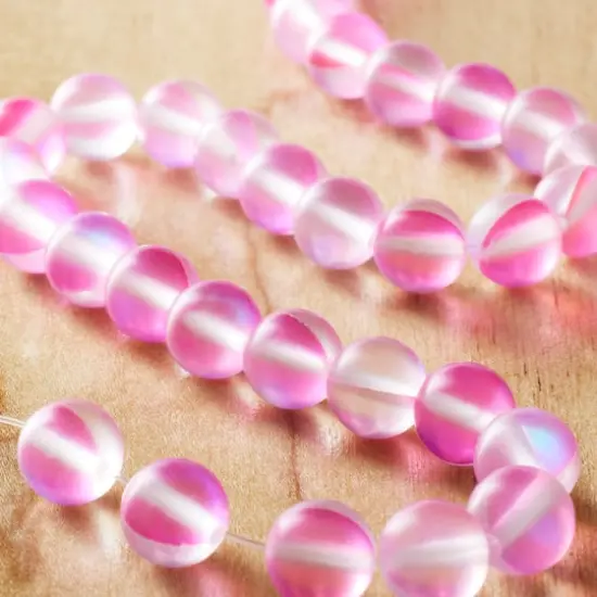 Matte Pink Synthetic Opal Glass Round Beads, 8mm by Bead Landing™ {3}