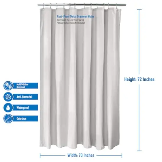 Elle D&eacute;cor White Soft Touch Waterproof Fabric Shower Curtain Liner {4}