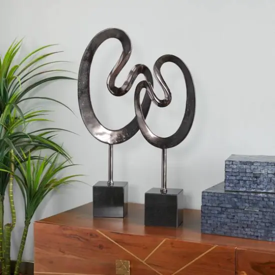 CosmoLiving by Cosmopolitan Black Marble Contemporary Sculpture, 24" x 21" {8}