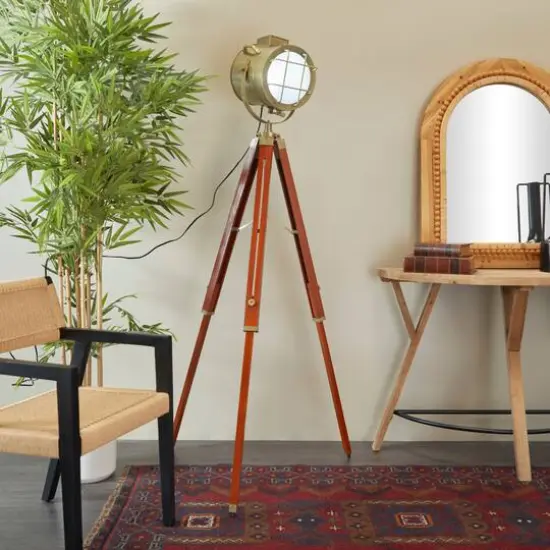 Brown Stainless Steel Spotlight Floor Lamp 31" x 31" x 68" {7}