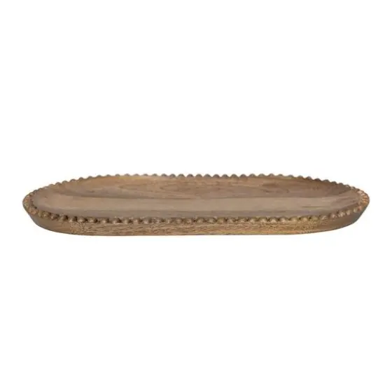 Hello Honey&reg; 16" Hand-Carved Mango Wood Tray with Wood Beads {9}