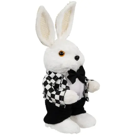 10" Boy Easter Rabbit Figurine in Checkered Jacket {5}