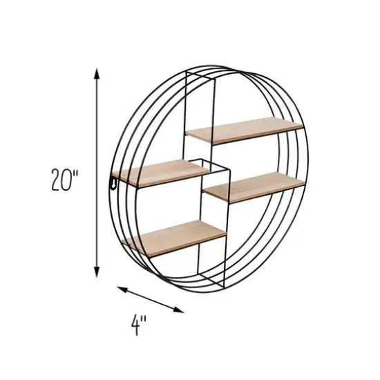 Honey Can Do 20" Black Four-Tier Circular Decorative Metal Wall Shelf {10}