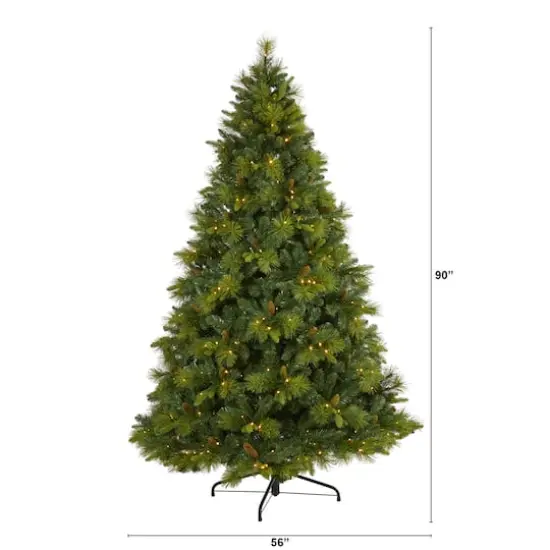 7.5ft. Pre-Lit North Carolina Mixed Pine Artificial Christmas Tree, Warm White LED Lights {8}