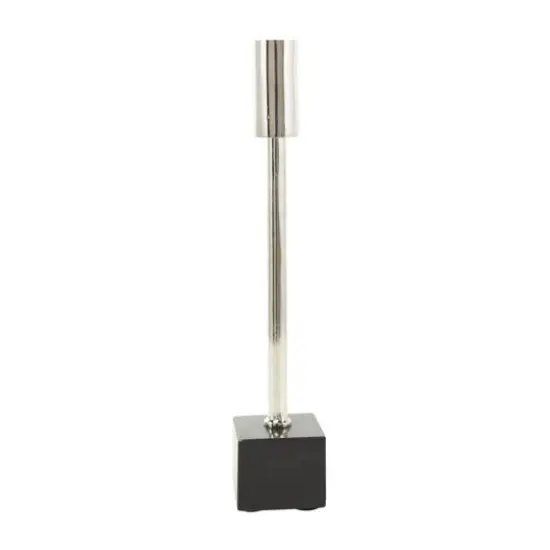 Silver Aluminum Slim Candle Holder with Black Block Base Set {7}