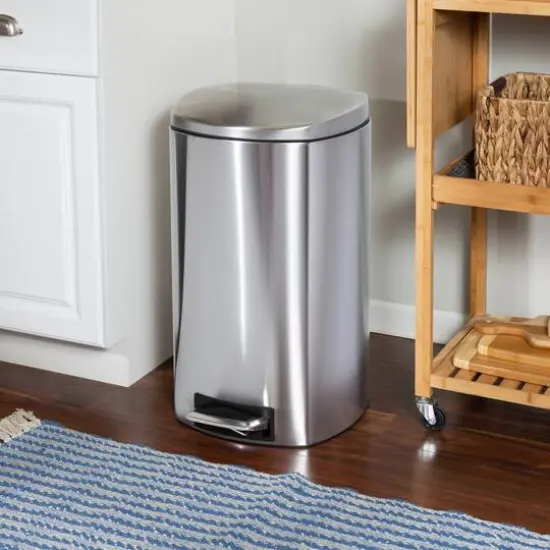 Honey Can Do 50L Soft-Close Stainless Steel Step Trash Can with Lid {3}
