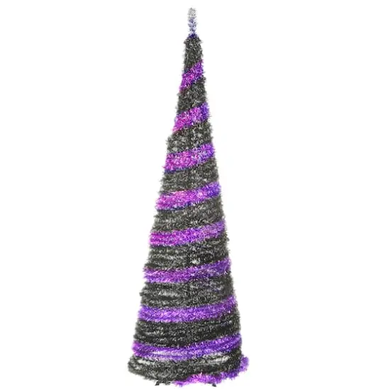 7.5ft. Unlit Purple & Black Pop-Up Artificial Halloween Tree {3}